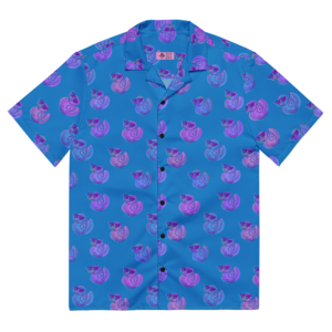 ducks in navy unisex button shirt
