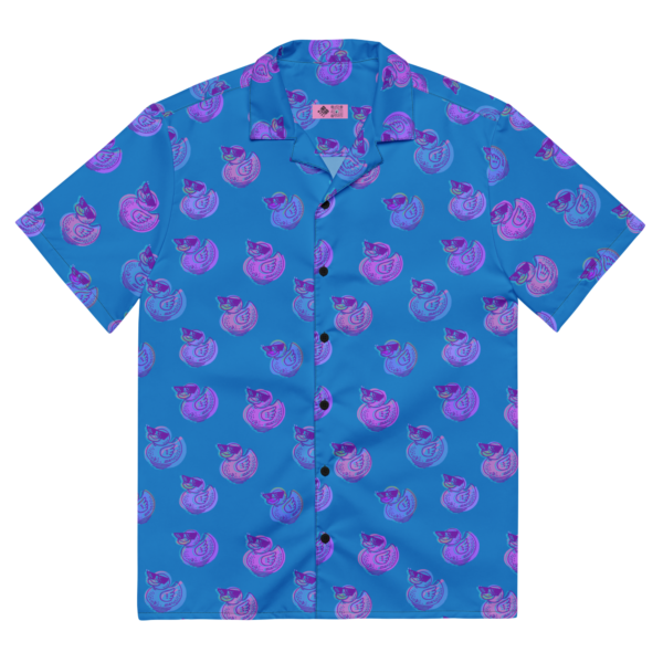ducks in navy unisex button shirt