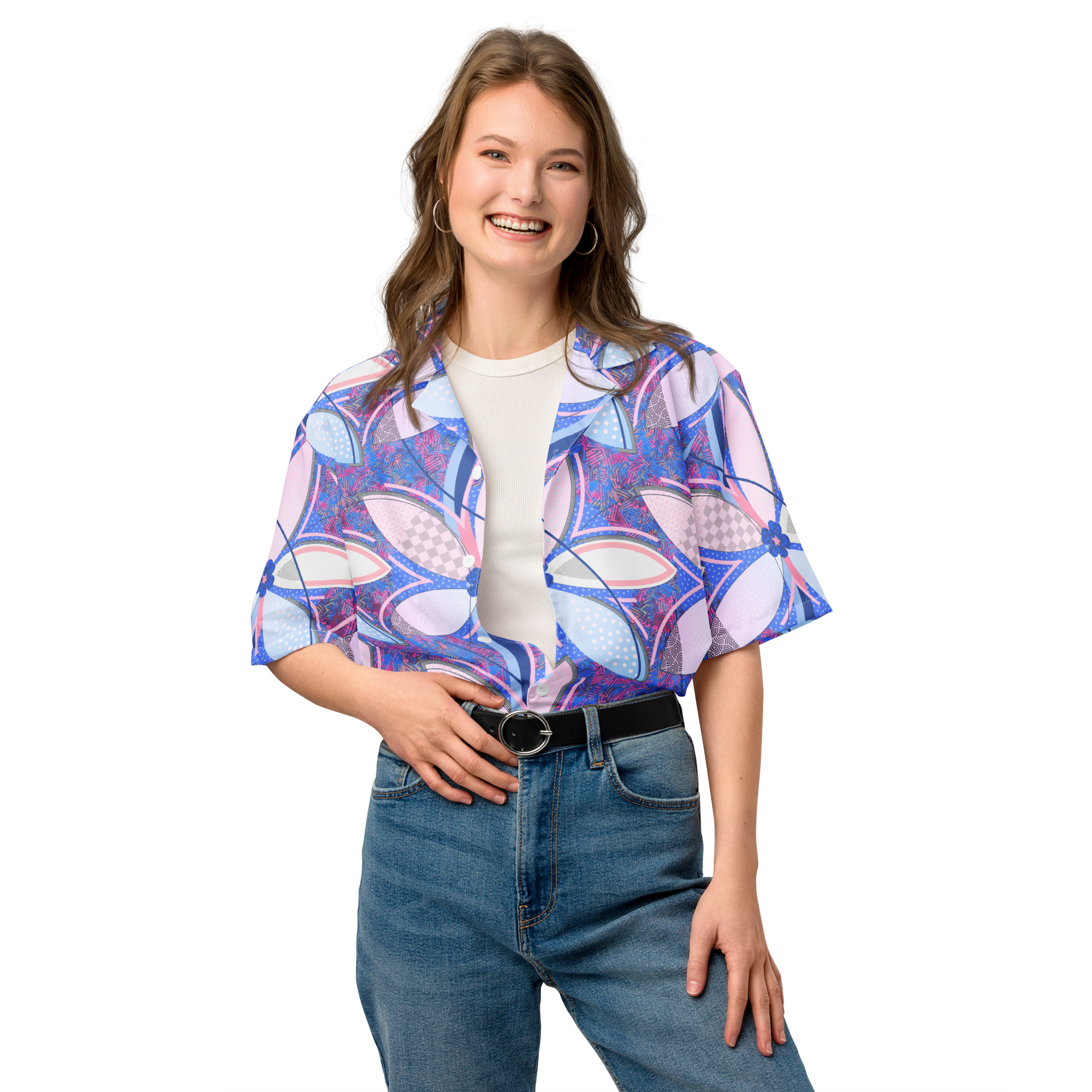 palm circle unisex button shirt