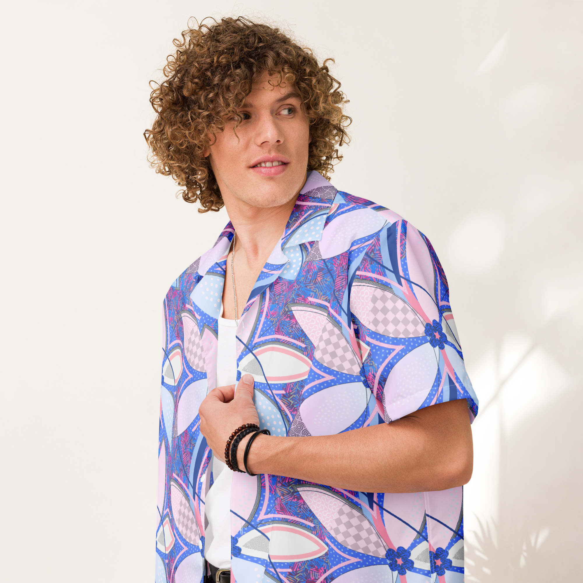 palm circle unisex button shirt