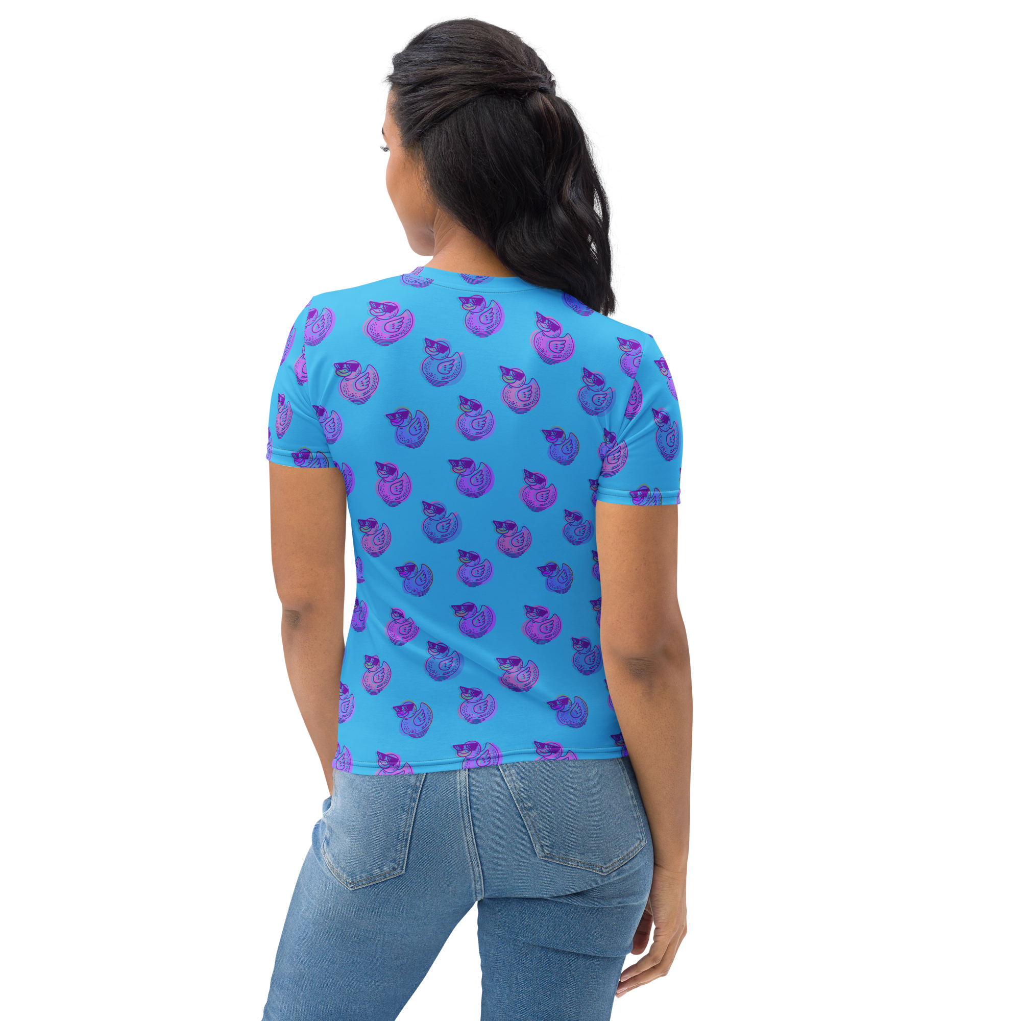 ducks in sky blue women's t shirt
