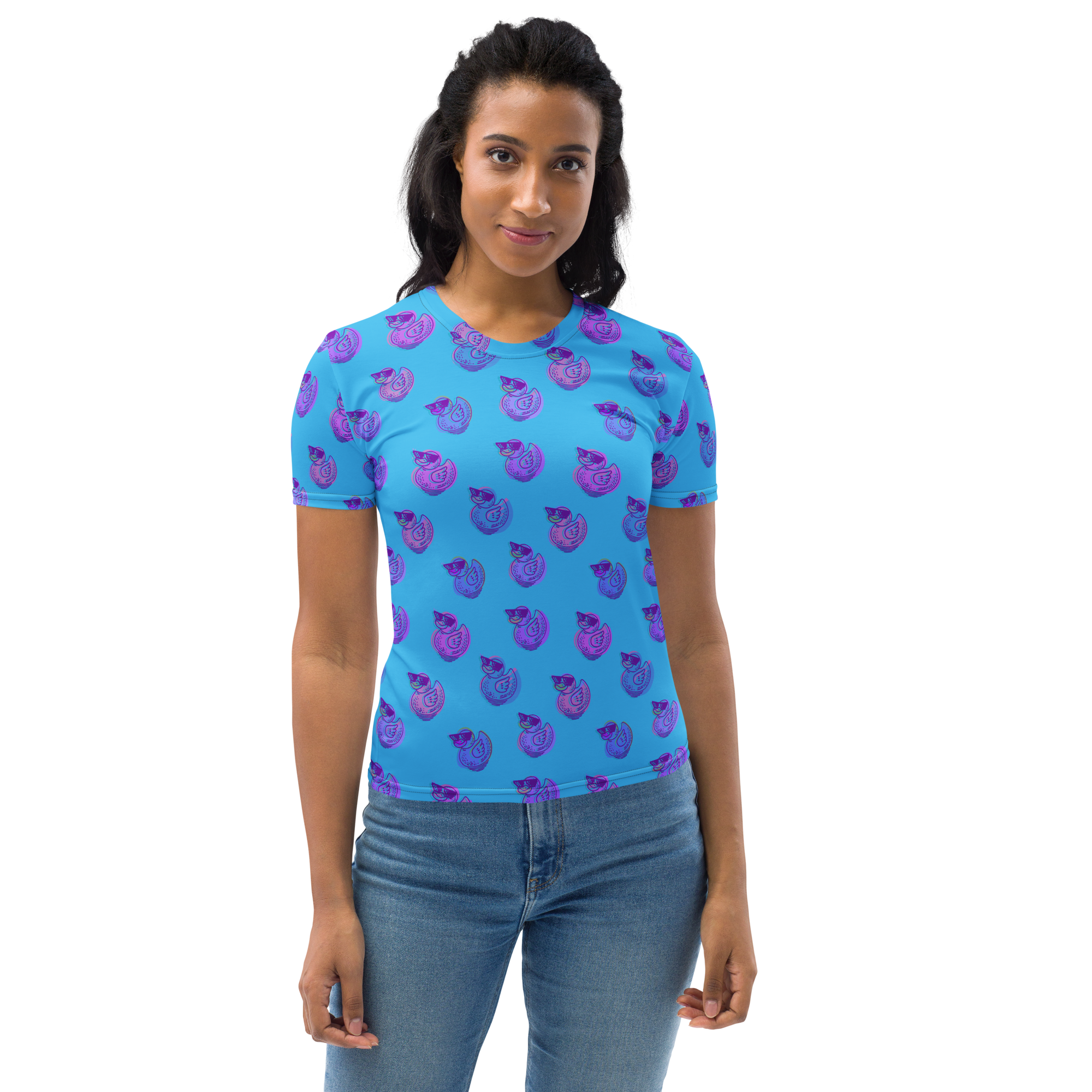 ducks in sky blue women's t shirt