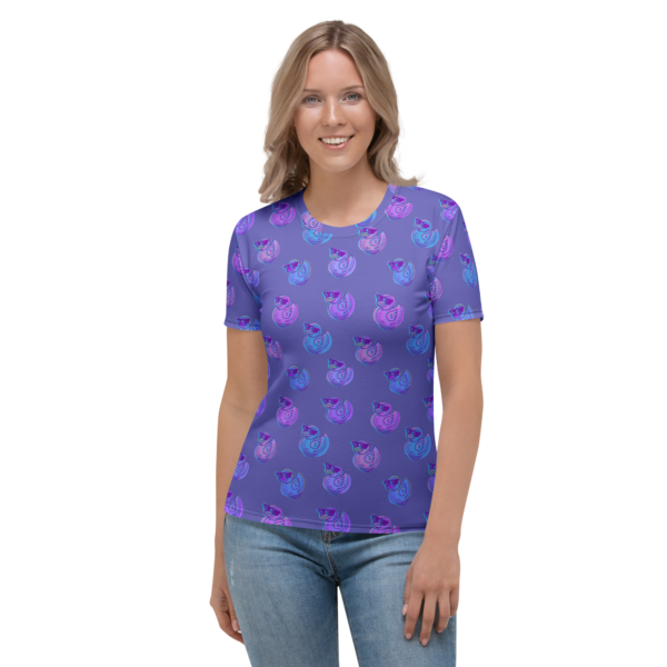 ducks in slate blue women's t shirt