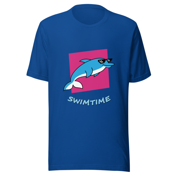 swimtime blue dolphin unisex t shirt