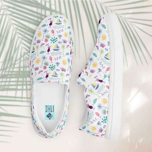 beach graffiti women’s canvas shoes