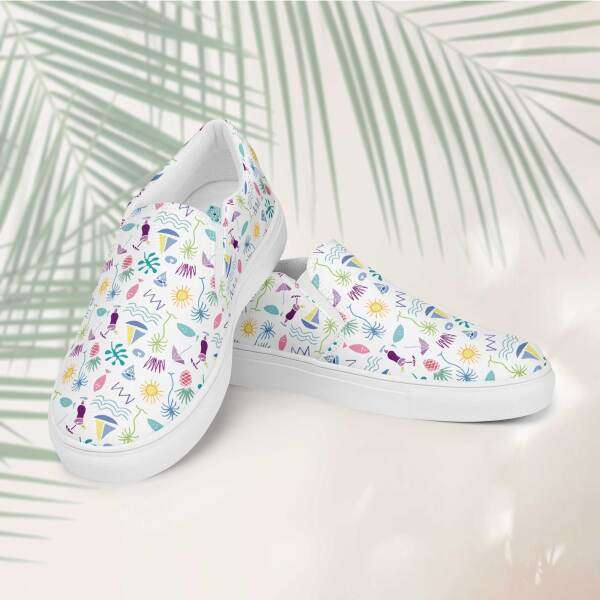 beach graffiti women’s canvas shoes