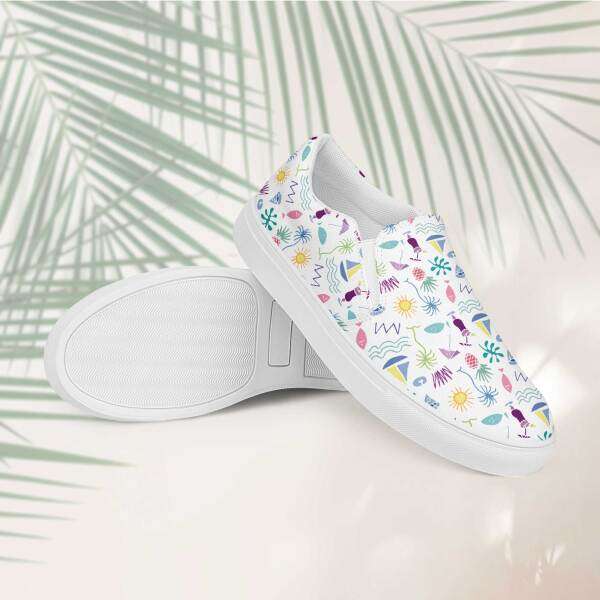 beach graffiti women’s canvas shoes